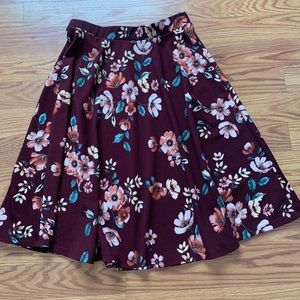 Burgundy floral skirt